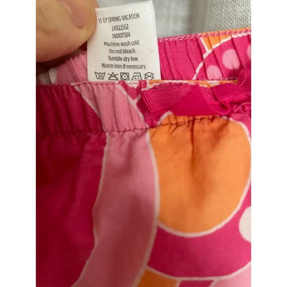 Gymboree Twirly Tiered Girl's Size 7‎ Cotton Skirt Pink Orange and White Lined